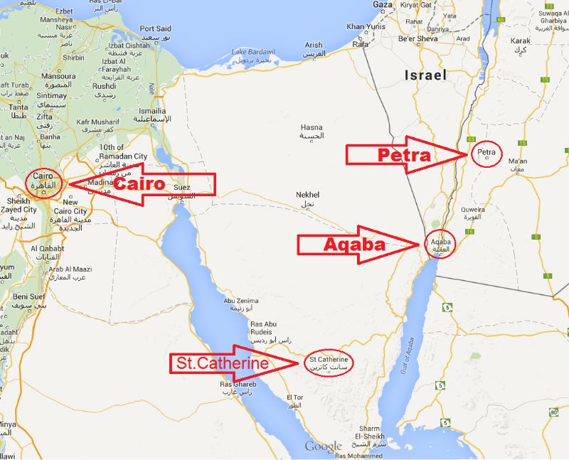 tour to egypt map